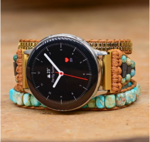 Bracelet de montre en howlite turquoise pour Samsung Galaxy et Garmin – Style bohème et naturel