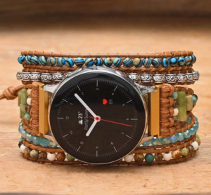 Bracelet de montre en jaspe naturel pour Samsung Galaxy et Garmin – Style bohème