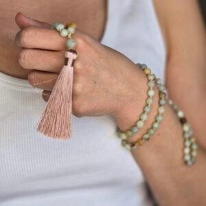 Japa Mala en Amazonite naturelle – Sérénité et équilibre émotionnel