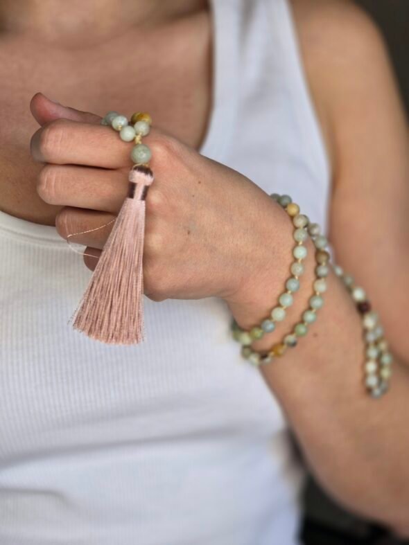 Japa Mala en Amazonite naturelle – Sérénité et équilibre émotionnel