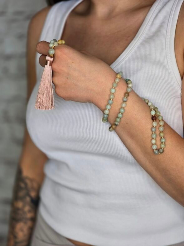 Japa Mala en Amazonite naturelle – Sérénité et équilibre émotionnel