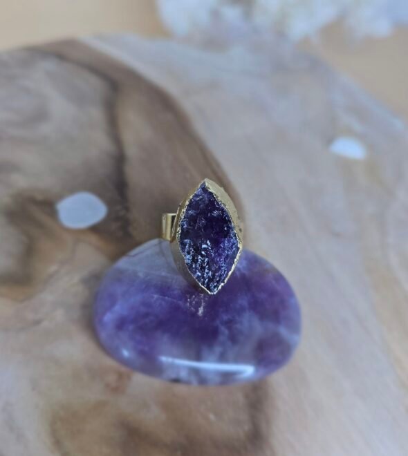 Bague Ajustable avec Améthyste – Image 2
