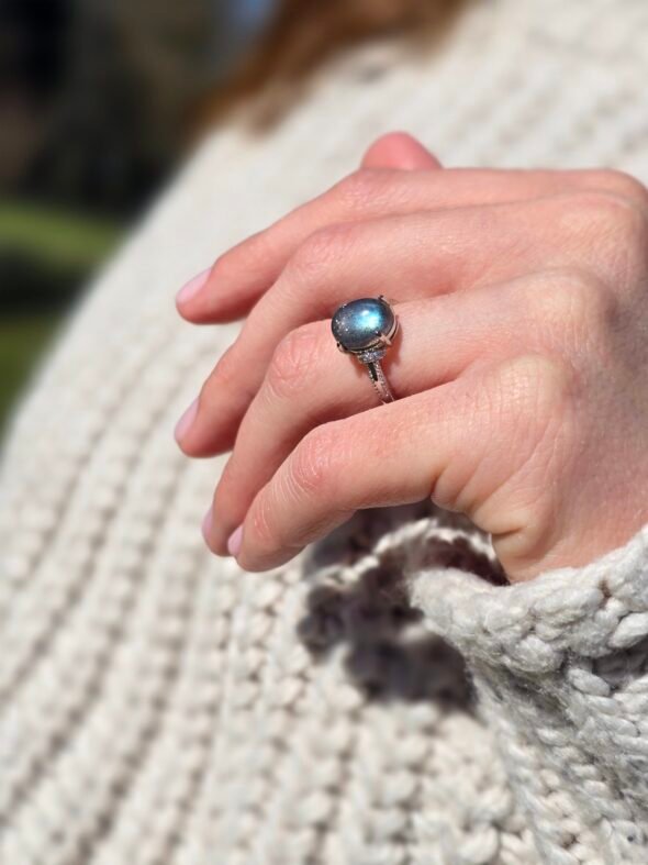 Bague Ajustable Acier Inoxydable et Labradorite – Image 4