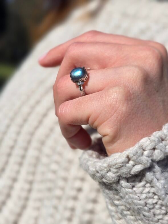 Bague Ajustable Acier Inoxydable et Labradorite – Image 2