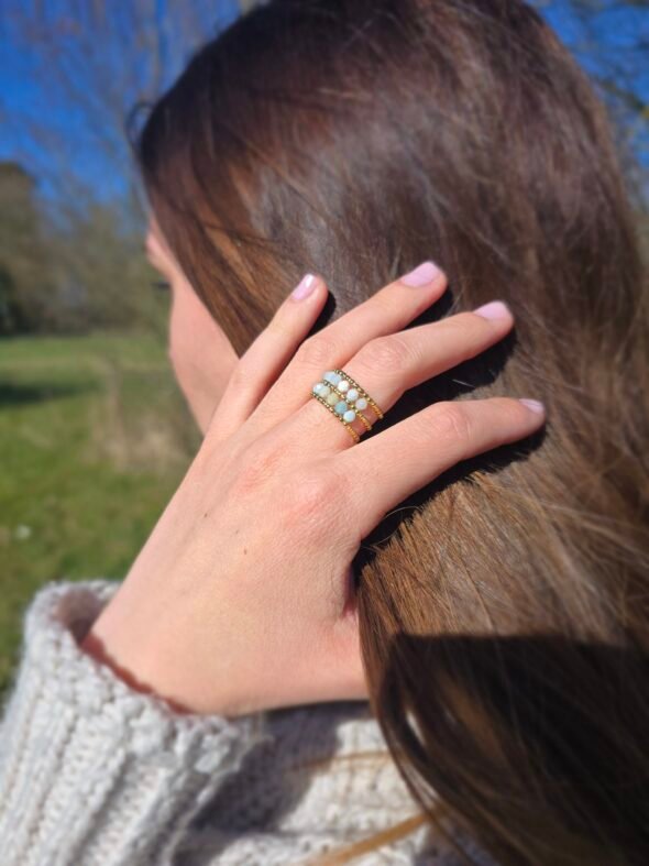 Bague Ajustable Acier Doré Amazonite – Image 5