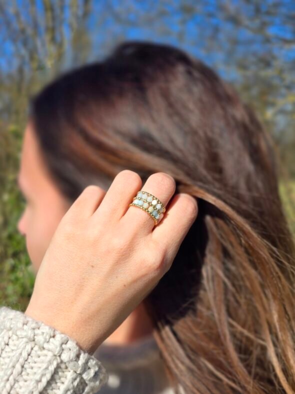 Bague Ajustable Acier Doré Amazonite – Image 4