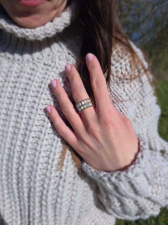 Bague Ajustable Acier Doré Amazonite – Image 2