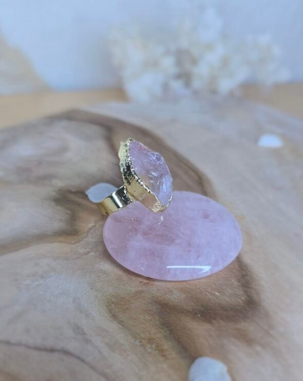 Bague Ajustable en Quartz Rose – Image 2