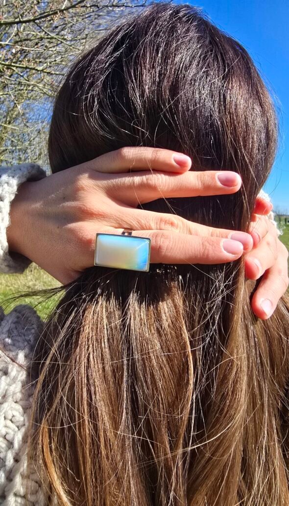 Bague Grande Pierre Rectangulaire Opale – Image 2