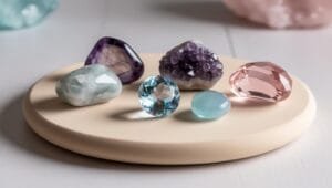 Image représentant des pierres naturelles apaisantes pour soulager l’anxiété et apporter la tranquillité intérieure.