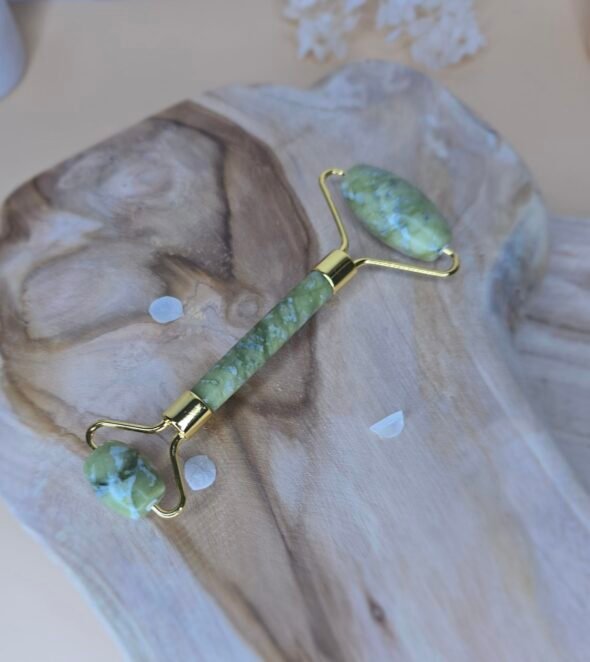 Coffret Énergie & Harmonie – Outils de massage en Jade Vert : champi Gua-Sha, Gua-Sha et Roll-on