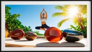 Pierres naturelles telles que le jaspe rouge, la cornaline et l'hématite, renforçant le pouvoir personnel et la confiance en soi