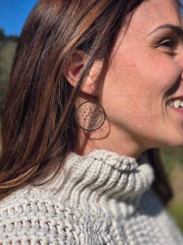 Boucles d'oreilles "Fleur de Vie" argenté – Image 2