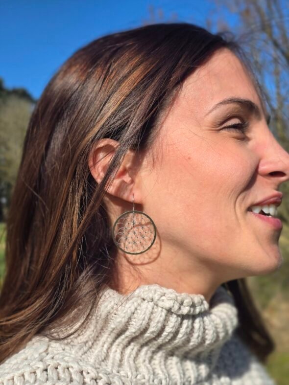 Boucles d'oreilles "Fleur de Vie" argenté – Image 3