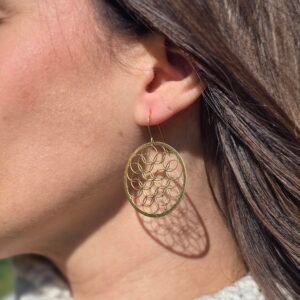 Boucles d’oreilles "Fleur de Vie" en bronze – Symbole d'harmonie et de spiritualité