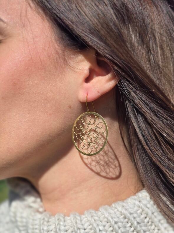 Boucles d’oreilles "Fleur de Vie" en bronze – Symbole d'harmonie et de spiritualité