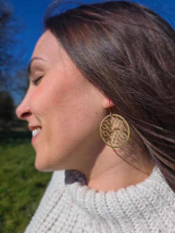 Boucles d'oreilles "Fleur de Vie"  Bronze – Image 2