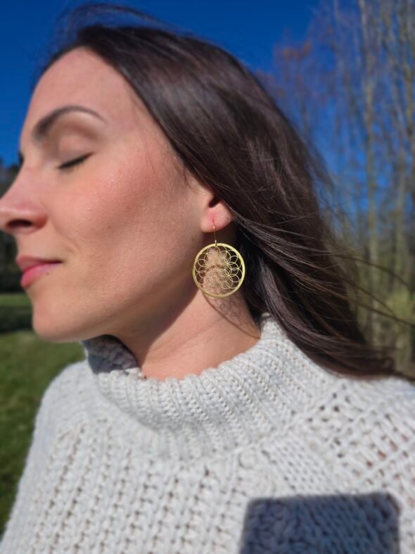 Boucles d'oreilles "Fleur de Vie"  Bronze – Image 3