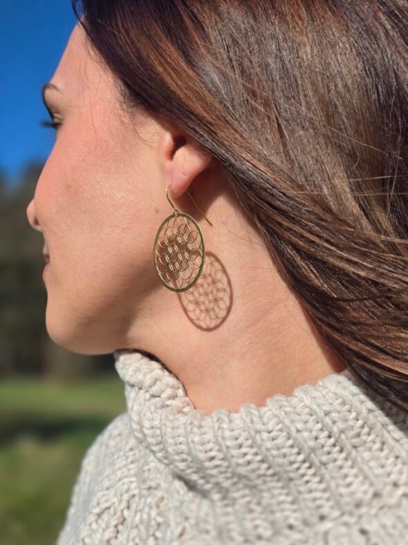 Boucles d'oreilles "Fleur de Vie"  Bronze – Image 4
