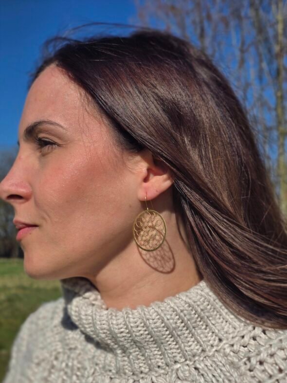 Boucles d’oreilles "Fleur de Vie" en bronze – Symbole d'harmonie et de spiritualité