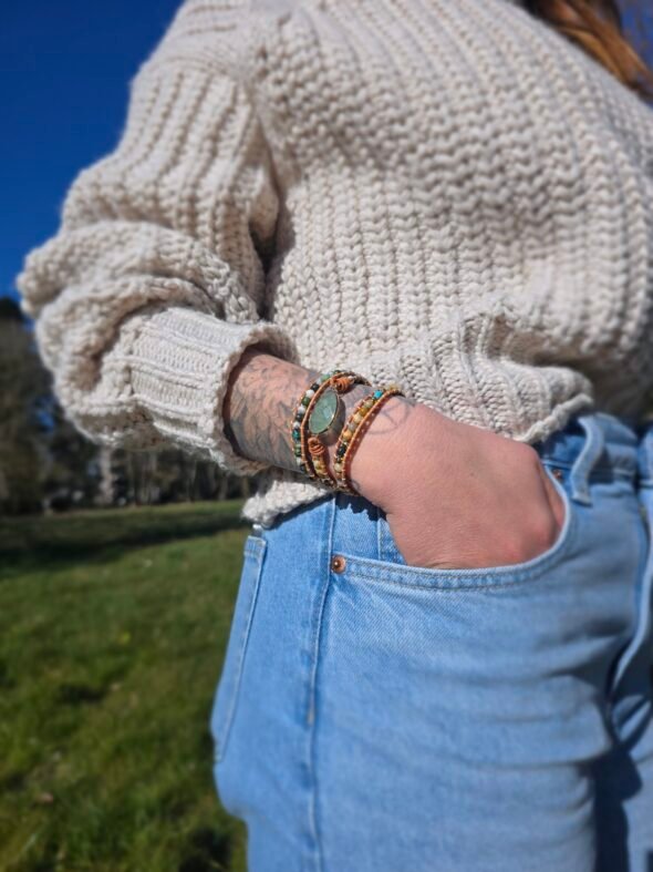 Bracelet à perles en Jaspe et Jade Vert – Image 2