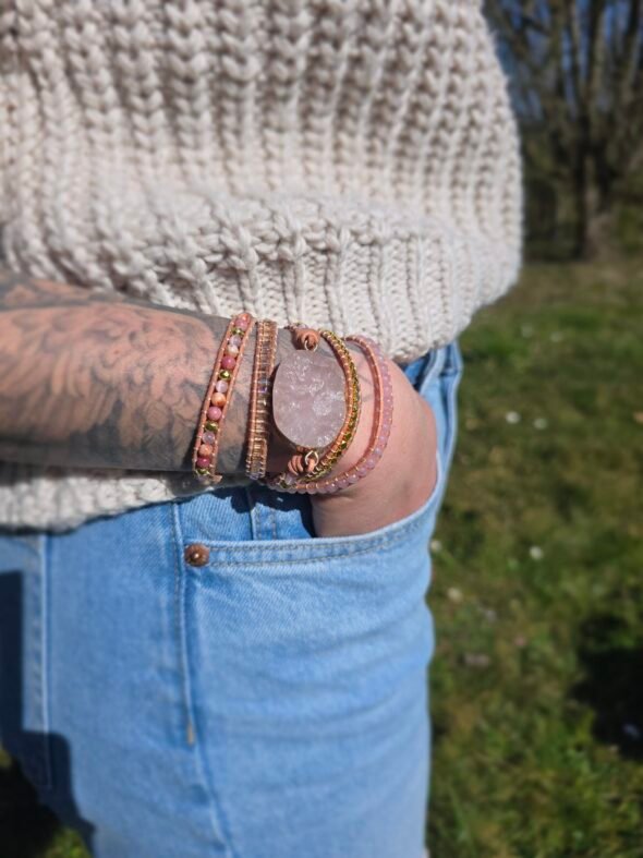 Bracelet à Perles en Quartz Rose – Image 3