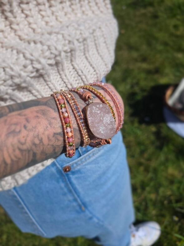 Bracelet à Perles en Quartz Rose – Image 2