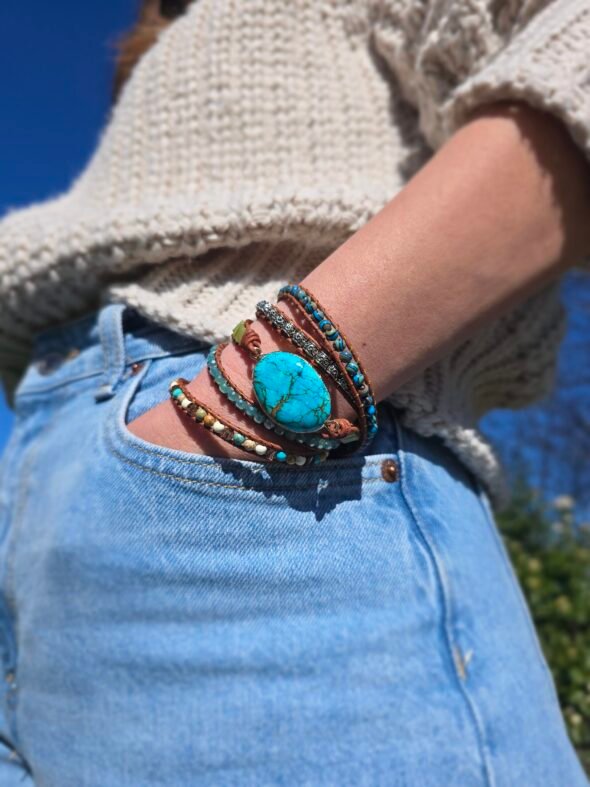 Bracelet à perles en Jaspe Turquoise – Image 3