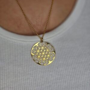 Collier "Fleur de Vie" en argent plaqué or – Élégance et énergie spirituelle