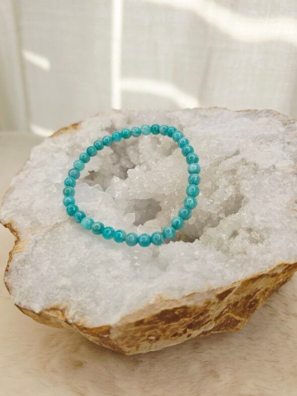 Bracelet en amazonite naturelle – pierre d’apaisement et d’harmonie