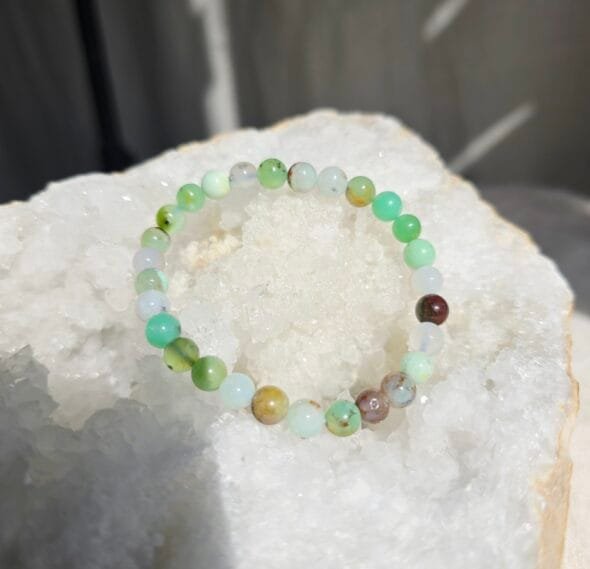 Bracelet en chrysoprase naturelle 6 mm – pierre verte apaisante