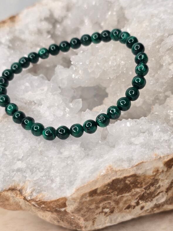 Bracelet Malachite foncée- perles naturelles 6 mm – Image 2