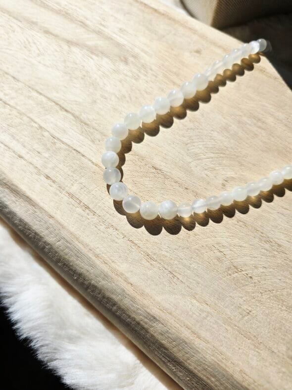 Collier en pierre de lune naturelle mix perles 4, 6 et 8 mm