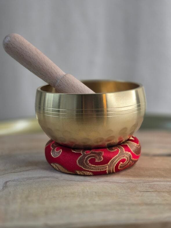 Bol chantant tibétain 8 cm avec coussin et bâton pour méditation, relaxation et harmonisation énergétique