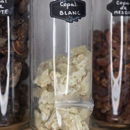 Sachet de 30 g de copal blanc – résine sacrée de Bursera bipinnata, encens naturel du Mexique pour rituels et méditation.