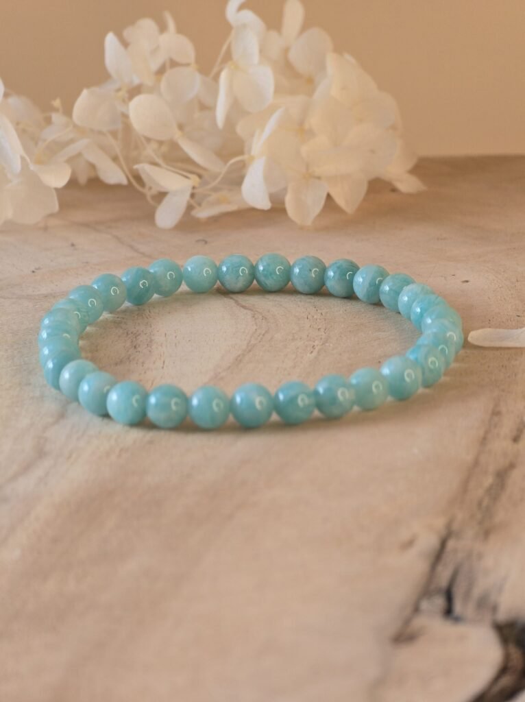 Bracelet en amazonite naturelle – pierre d’apaisement et d’harmonie