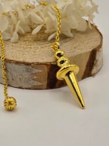 Pendule divinatoire doré suspendu, outil de guidance et d’intuition pour méditation et bien-être