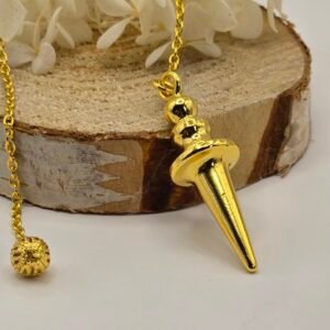 Pendule divinatoire doré suspendu, outil de guidance et d’intuition pour méditation et bien-être