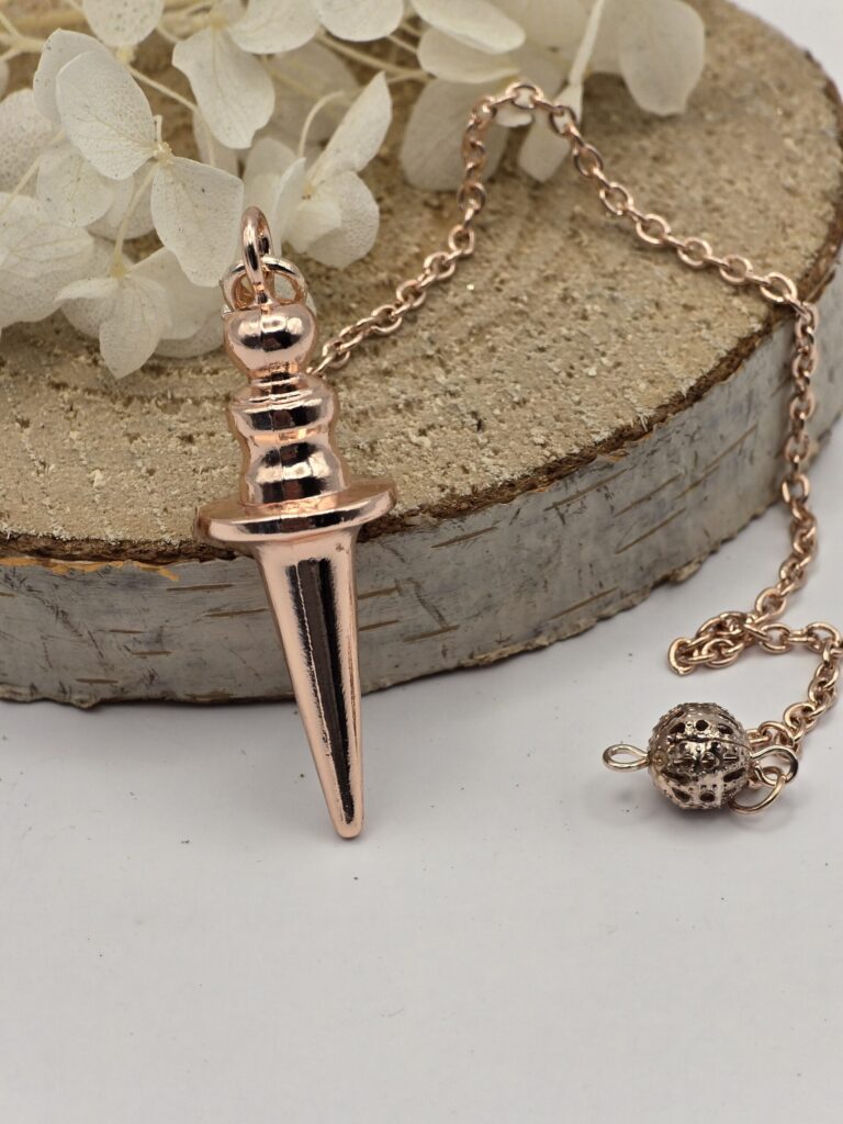 Pendule conique en métal Rose Doré, esthétique élégante et moderne pour radiesthésie et méditation