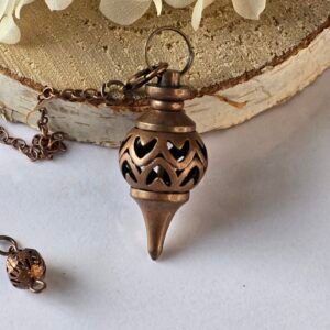 Pendule divinatoire sphère en bronze rouge avec chaîne, outil de radiesthésie et de guidance intuitive