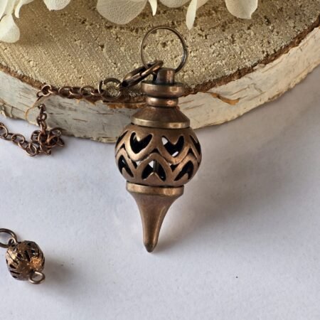 Pendule divinatoire sphère en bronze rouge avec chaîne, outil de radiesthésie et de guidance intuitive