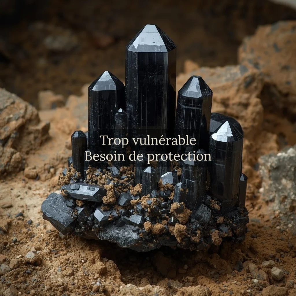 Cristaux de tourmaline noire naturelle pour protection énergétique et ancrage contre les énergies négatives