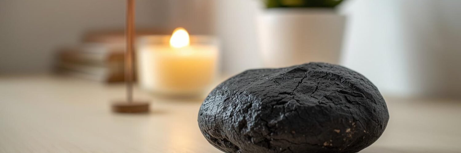 Pierre de lave noire poreuse volcanique — Ancrage Isha Kriya