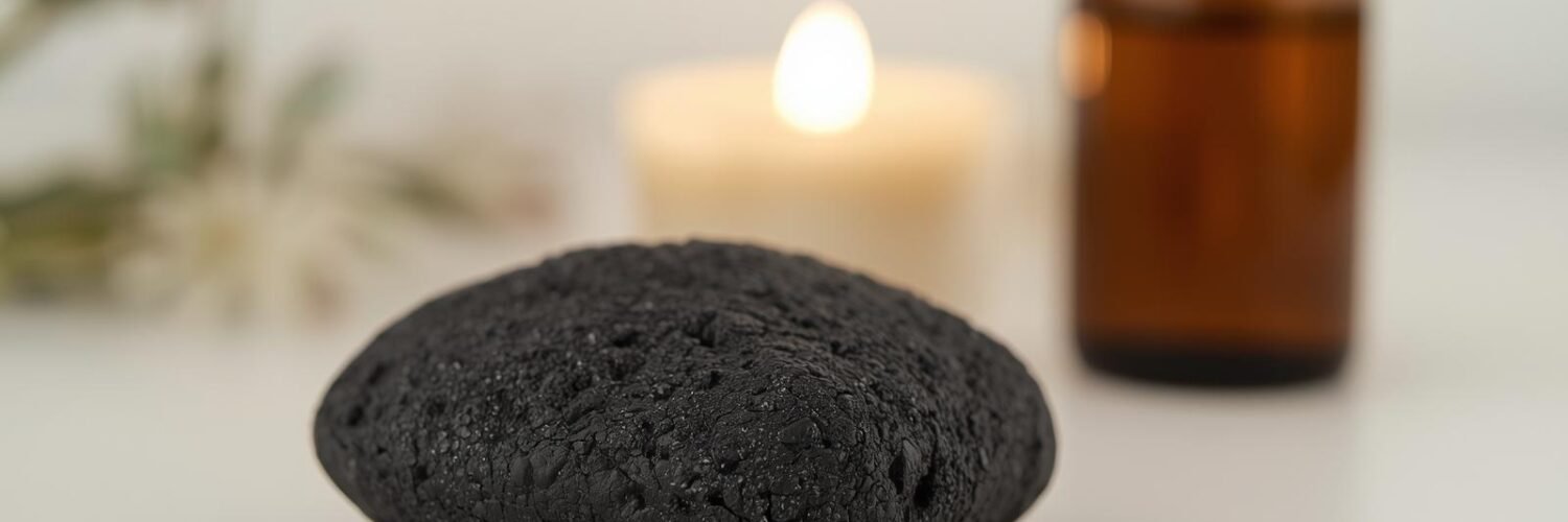 Pierre de lave naturelle pour l'ancrage énergétique — lithothérapie et chakra racine