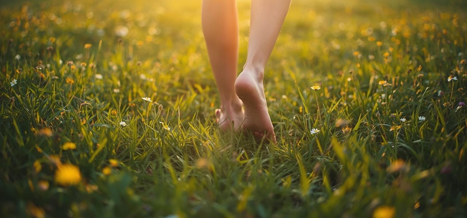 Pratiques d'ancrage au quotidien — marche pieds nus et lithothérapie pour hypersensibles